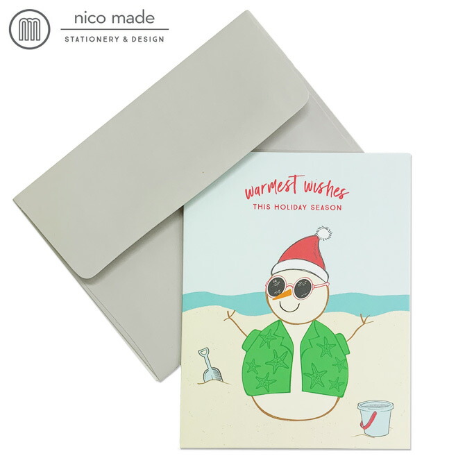 楽天市場 定形郵便84円 ニコメイド グリーティングカード Beach Snowman Nico Made ハワイ ハワイアン クリスマスカード クリスマス サーフ 雑貨 西海岸 カリフォルニア ポストカード メッセージカード ノースショア 北欧 ハワイ土産 カード トロピカル アロハ Ma Kai