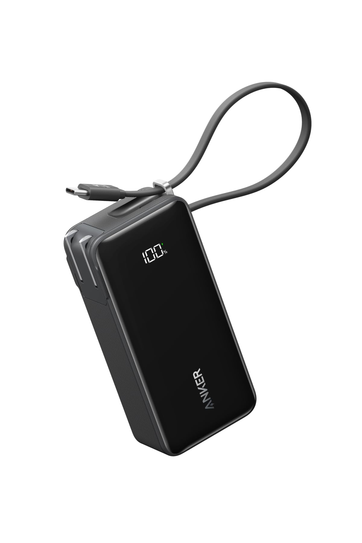 Anker Power Bank (10000mAh, Fusion, Built-In USB-C ケーブル) (10000mAh 30W出力モバイルバッテリー搭載 30W出力USB充電器) / LEDディスプレイ搭載/USB-Cケーブル一体型/コンセン