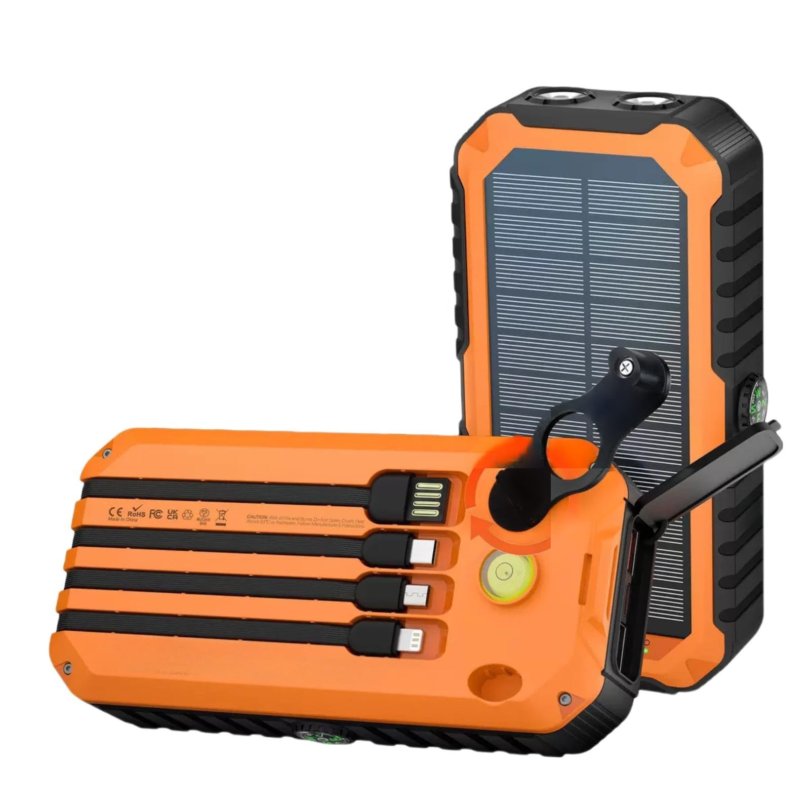 ZOOBLY ソーラーチャージャー 手回し充電 20000mAh モバイルバッテリー 22.5W 急速充電 6台同時充電 4本ケーブル内蔵 高輝度LEDライト付き SOSモード IPX7防水 耐衝撃 ソーラーモバイルバッテリー 防災グッズ 地震/災害/旅行