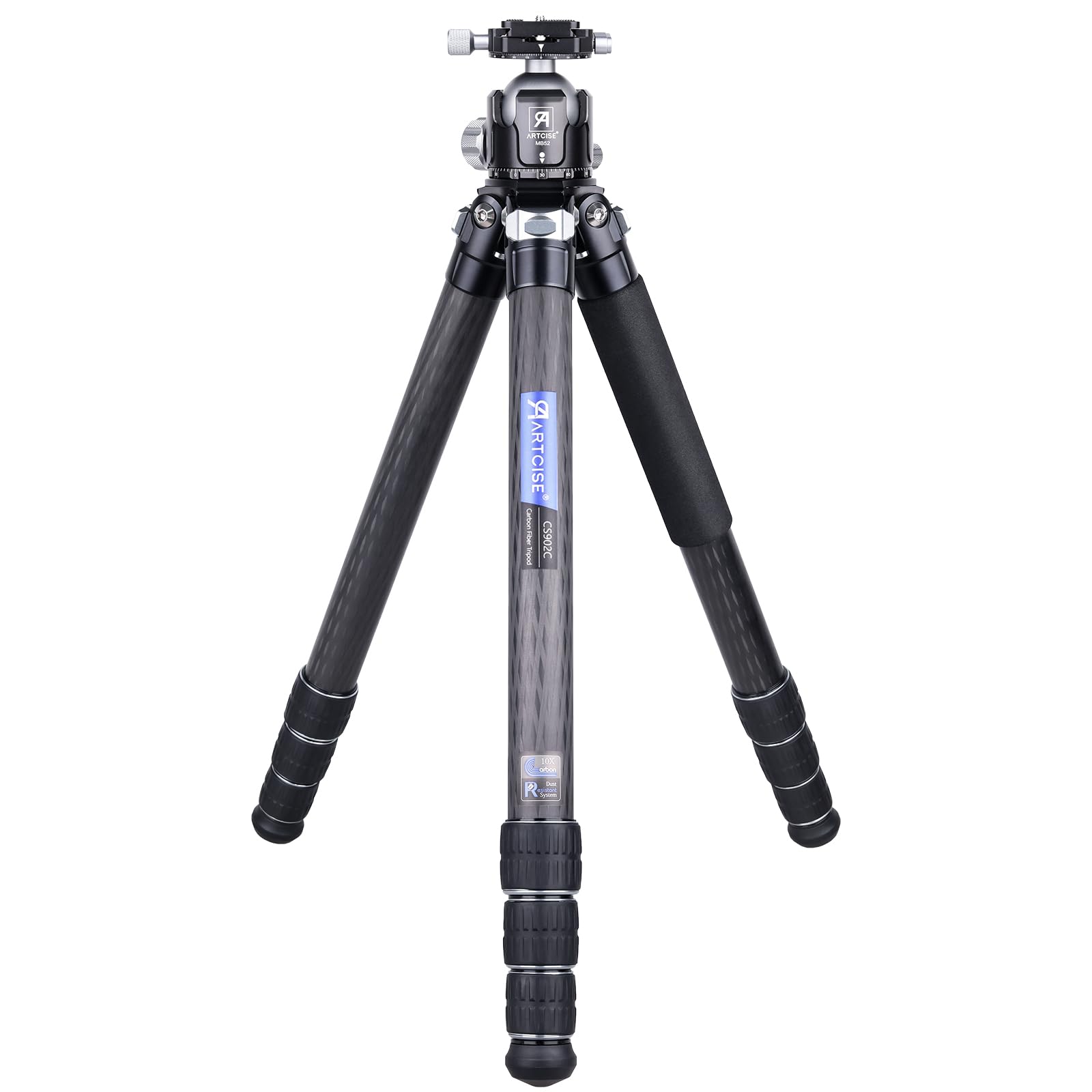 ARTCISE 2024 デザイントラベル三脚超大型コンパクトカーボン三脚 全高1980mm 40mm直径カーボンファイバー材質三脚 超高耐荷重40kg以上 中心軸付き 4段 ナットロック式 収納バック付き 旅行用 902C+ (902C) (CS902C