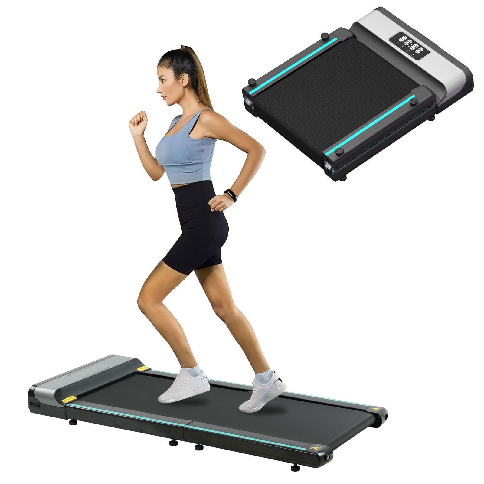 Yumcute ランニングマシン 【革新的な二段折り構造】 折りたたみ コンパクト 電動 ルームランナー トレッドミル 家庭用 キャスター付き リモコン操作 静音 膝に優しい 5 層クッション ダイエット器具 有酸素運動