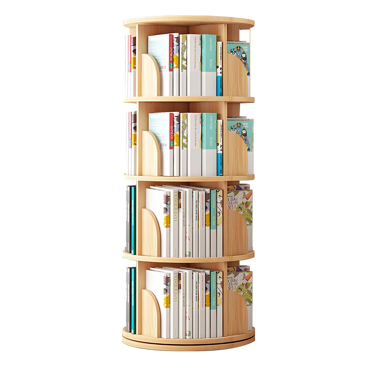 楽天市場】Yumcute 本棚 回転式本棚 【天然木】 4段 大容量