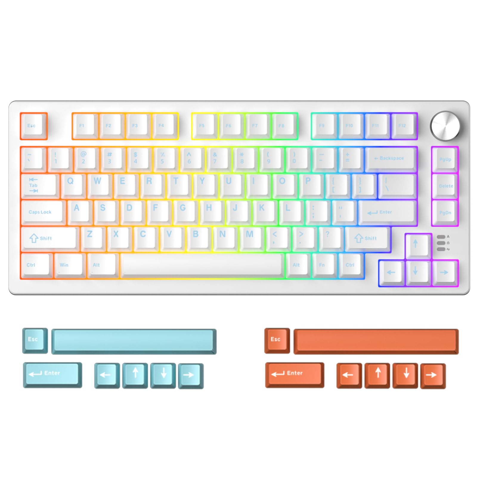 DAREU EK75RT ラピッドトリガー搭載 ゲーミングキーボード 磁気スイッチ 調整可能なアクチュエーション テンキーレス TKL 有線USB 英語配列 RGB 音量調節ノブ付き 白/ホワイト【1年間メーカー保証】｜SelectSHOP 岐阜 店
