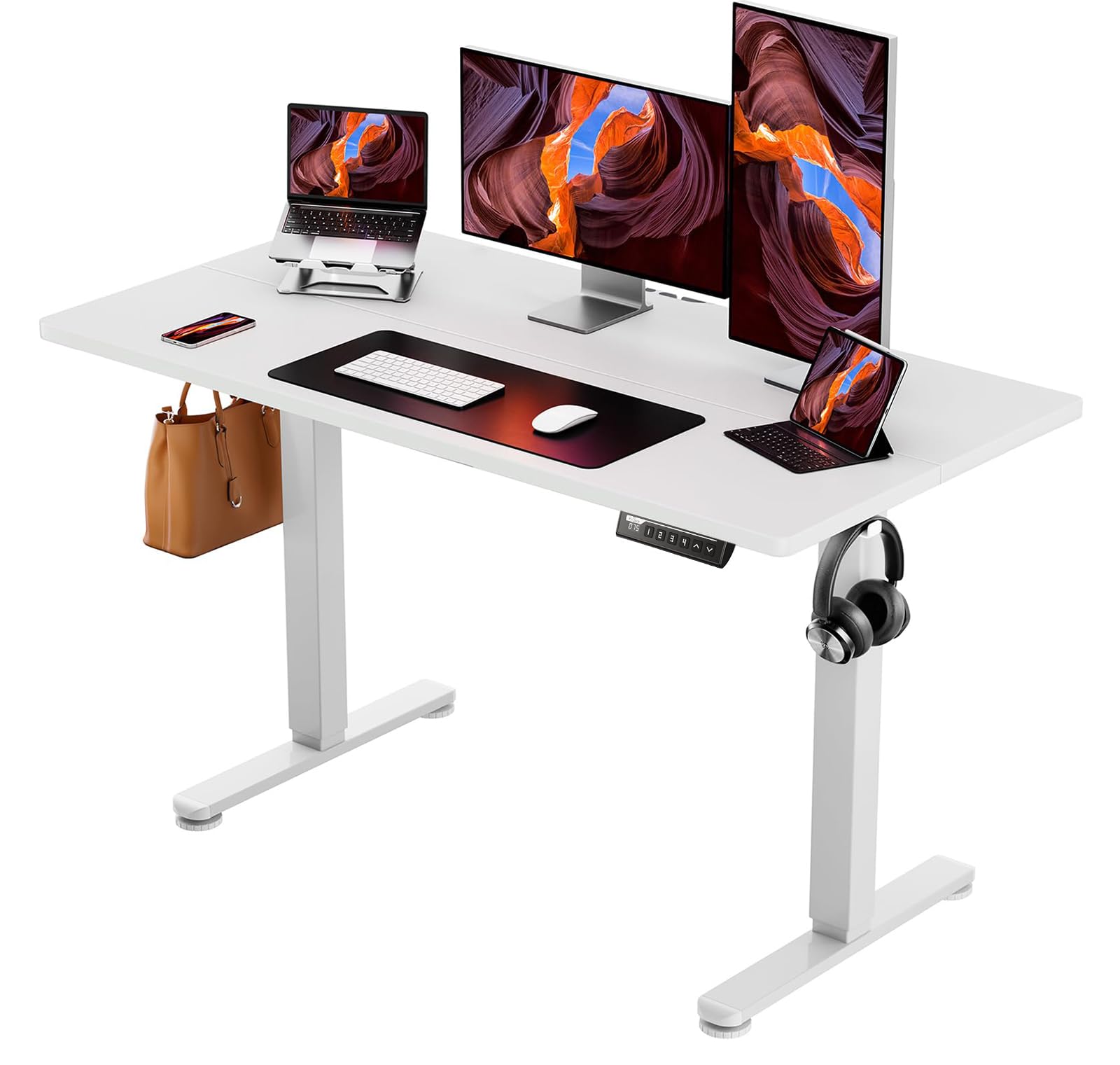 ErGear 電動 オフィスワークテーブル 昇降式デスク スタンディングデスク 幅120cm 耐荷重70kg 高さメモリー機能 上下自動昇降 静音 収納フック付き 机 作業机 テレワーク 【幅120 x 奥行き60 x 高さ72-118cm】（ホワイト） 16,727円