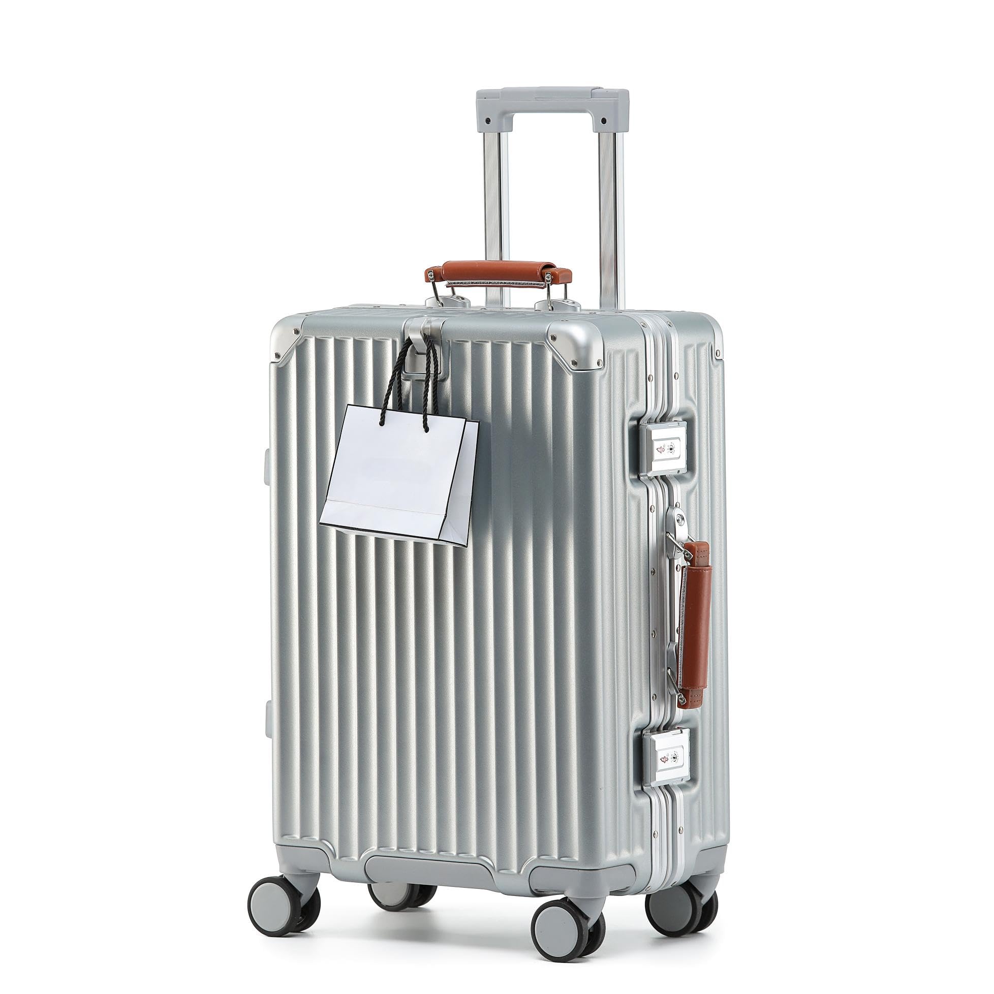 スーツケース キャリーケース 機内持ち込み ABS+PC 耐衝撃 シルバー M