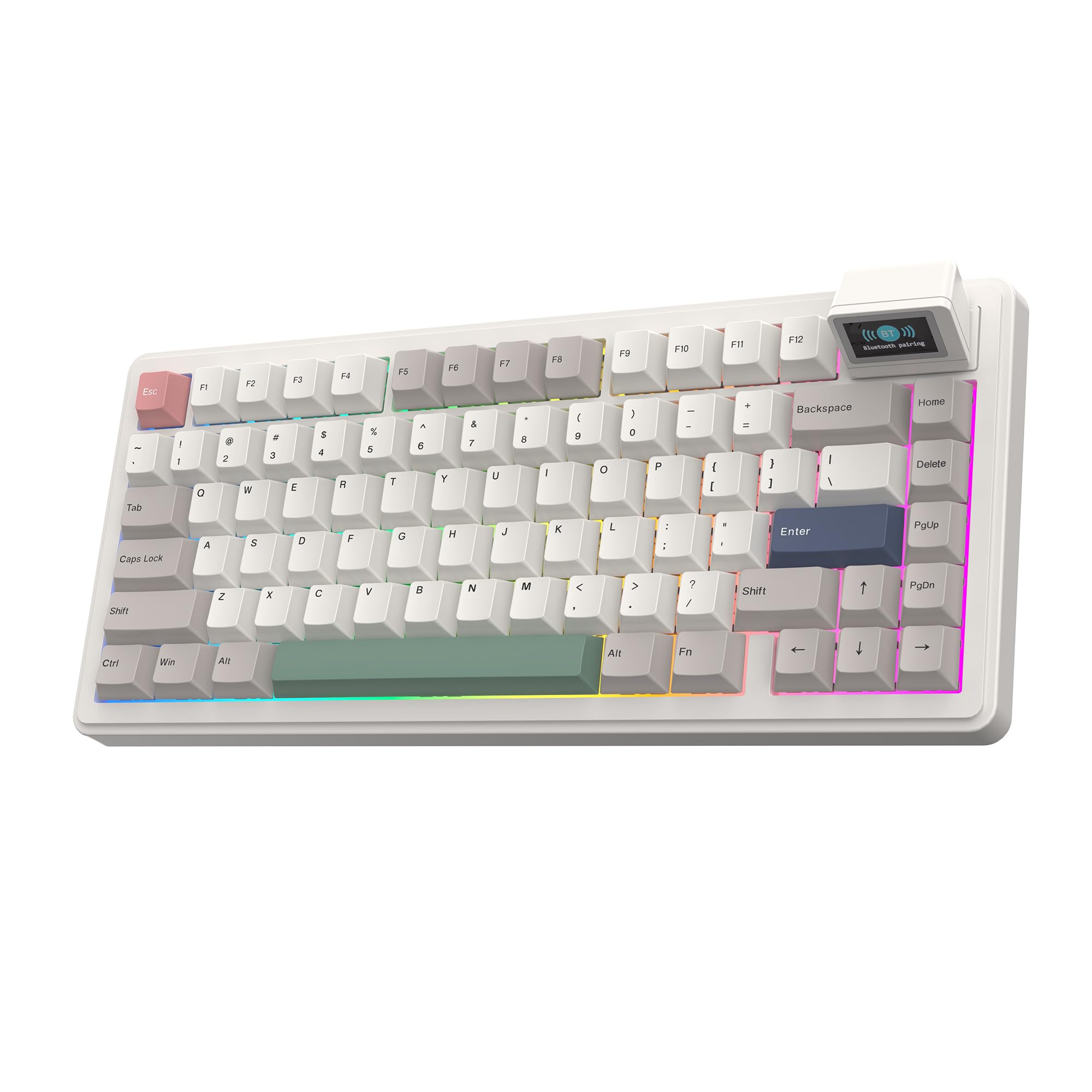 EPOMAKER RT82 ワイヤレスゲーミングキーボード 液晶付き QMK/VIAカスタム 75% テンキーレス 無線 2.4GHz/USB-C/Bluetooth5.0 メカニカルキーボード RGBバックライト ガスケット 5パッド PBTキーキャップ