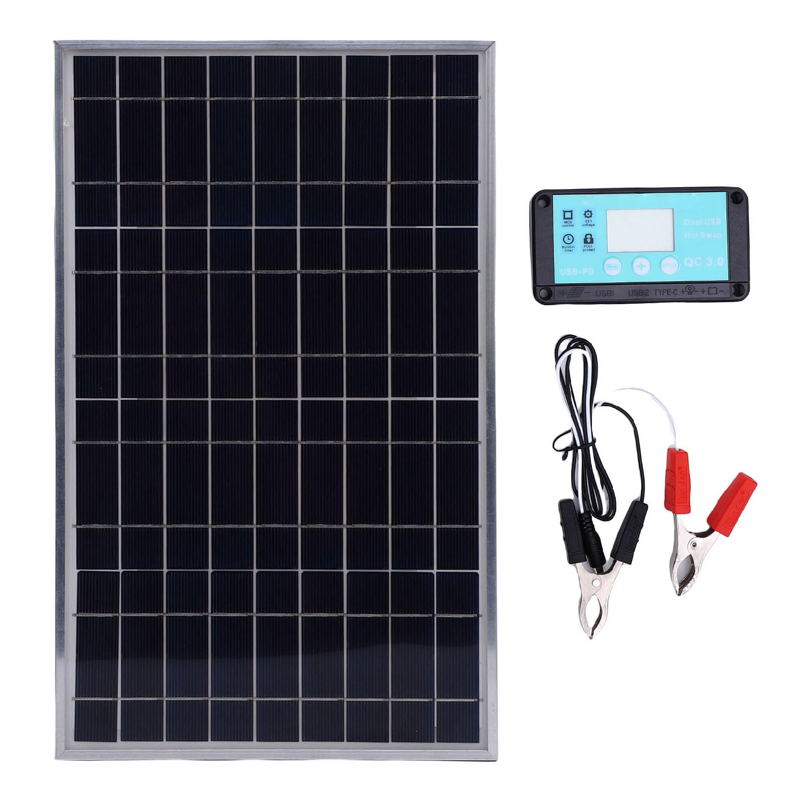 VBESTLIFE 100W 12Vソーラーパネルキット、RVボートトレーラーオートモーティブ用の旅行用屋外用コントローラー、IP67ウォータープルーフを備えたポータブル単結晶シリコンソーラーパネル