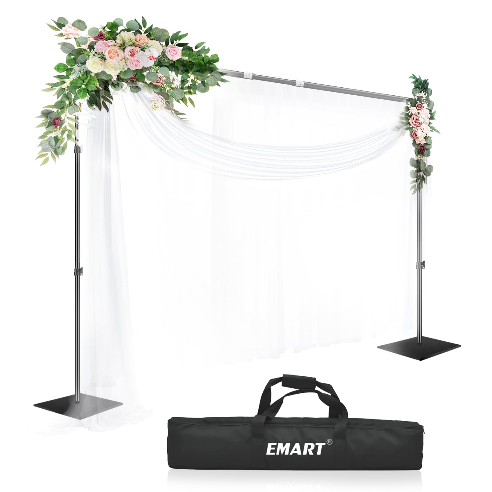 EMART 背景スタンド 撮影スタンド 300x300cm 幅、高さ調節可能 スチールベース 背景布/グリーンバックスタンド パーティー、結婚式、写真撮影、生放送、クロマキーなどに大活躍（ウォーターバッグ*2、と専用収納袋*1付き）-ブラック｜SelectSHOP 岐阜 店