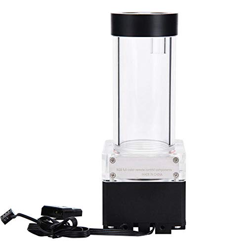 水冷却ポンプタンク 800L / H高速熱消散 LED電源 コンピュータポンプ ポンプヘッド PC 液体冷却システム (ブラック17cm)