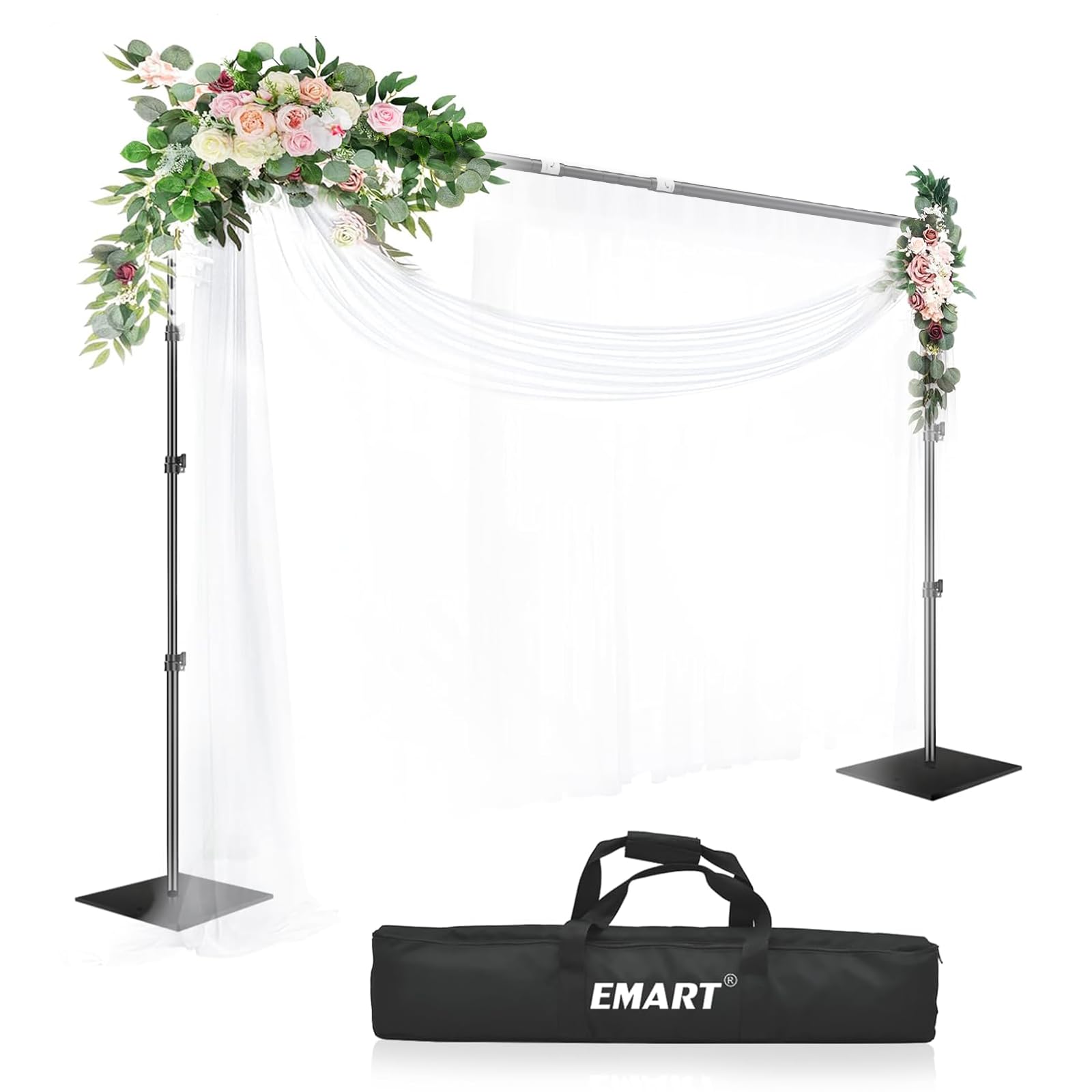 EMART 背景スタンド 撮影スタンド 200x300cm 幅、高さ調節可能 スチールベース 背景布/グリーンバックスタンド パーティー、結婚式、写真撮影、生放送、クロマキーなどに大活躍（ウォーターバッグ*2、と専用収納袋*1付き)-ブラック｜SelectSHOP 岐阜 店