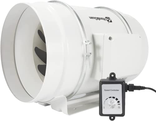 Hon&Guan ダクトファン 200mm インバータダクトファン 省エネ 塗装ブース用換気扇 110V?120V 無段階調速スイッチ付き 産業用排風機 中間取付 丸形タイプ (HF-200PE)