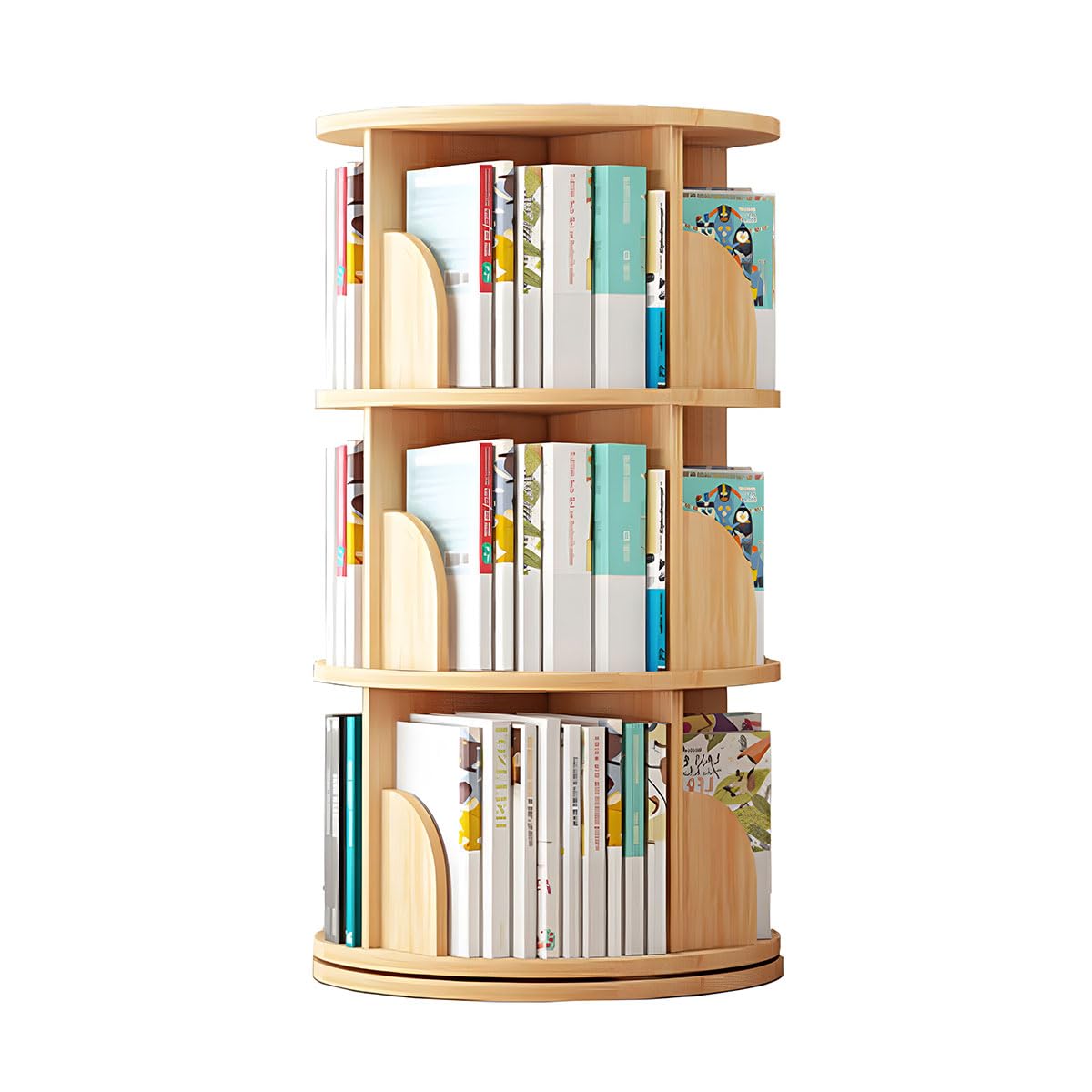 楽天市場】Yumcute 本棚 回転式本棚 【天然木】 4段 大容量