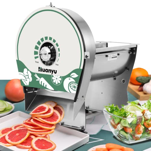 Huanyu 電動スライサー 業務用 野菜スライサー 電動・手動両用 厚さ0-10mm調整 304#ステンレス鋼 野菜/果物/レモン/きゅうり/ポテト/人参 回転式 保護カバー付き|SelectSHOP 岐阜 店