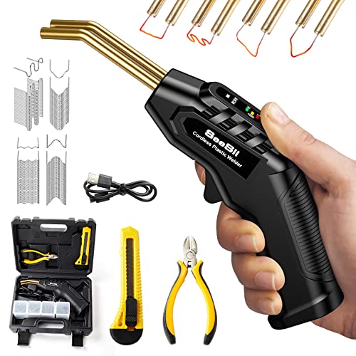 Seesii プラスチック溶接機 USB充電式 バンパー修理溶接ツール 小型 ミニ ホットホッチキス 電動 コンパクト 軽量 3段階モード調整可能 カーバンパー修理溶接ツール ハンディ ホットステープル 自動車 ガレージツール ホットホッチキス機 ステープ