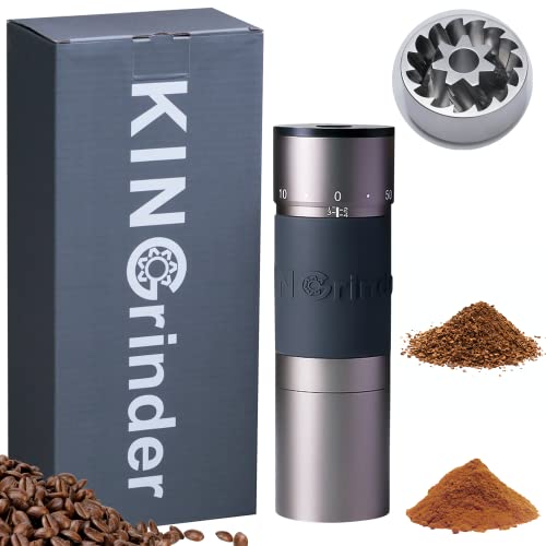 KINGrinder K6 手挽きコーヒーミル 外部調整式 240段階粒度調節 均一性に優れるコニカル式金属刃 最大容量35g