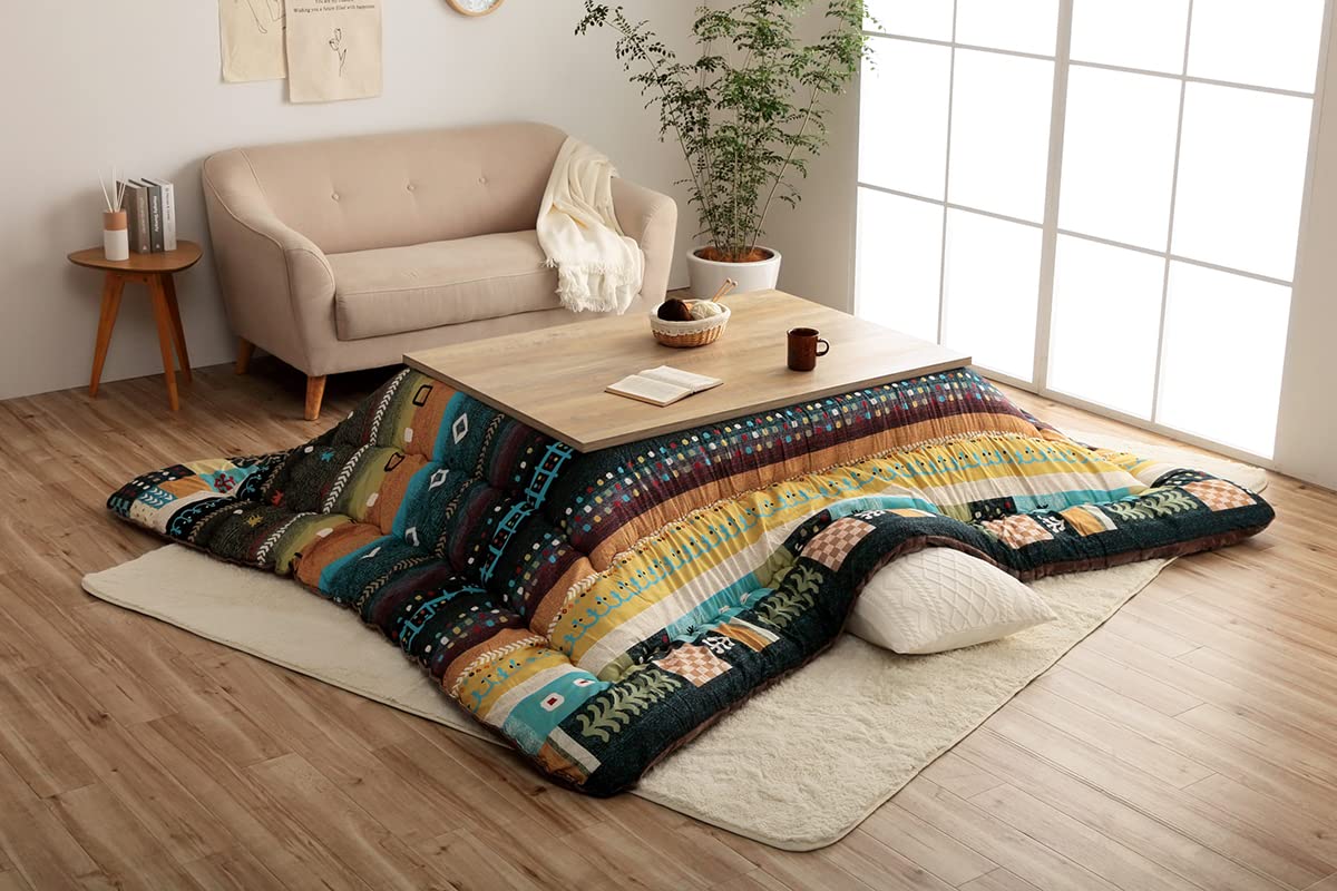 イケヒコ・コーポレーション こたつ 掛け布団 ベルダ 約205×285cm ブルー 大判 長方形 単品 ギャッペ柄 肌触り なめらか #6032429