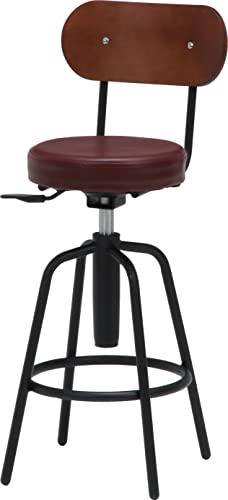不二貿易 バースツール 背付き 合成皮革 ブラウン 15188