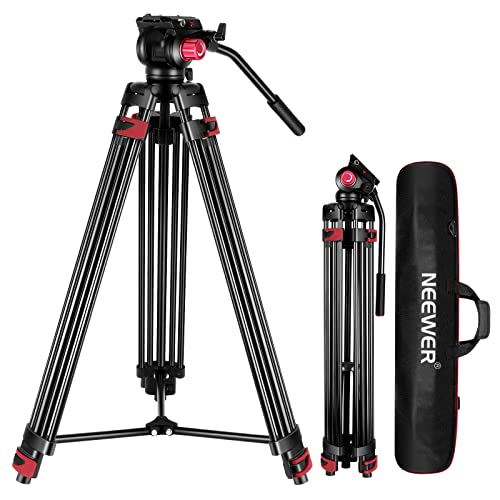 Neewer 79"/200cmビデオ三脚 耐荷重アルミ合金カメラ三脚スタンド 360°流体ドラッグヘッド、QRプレート付き Canon/Nikon/SonyなどDSLRカメラ/カムコーダーに対応 最大負荷:17.6lb/8KG|SelectSHOP 岐阜 店