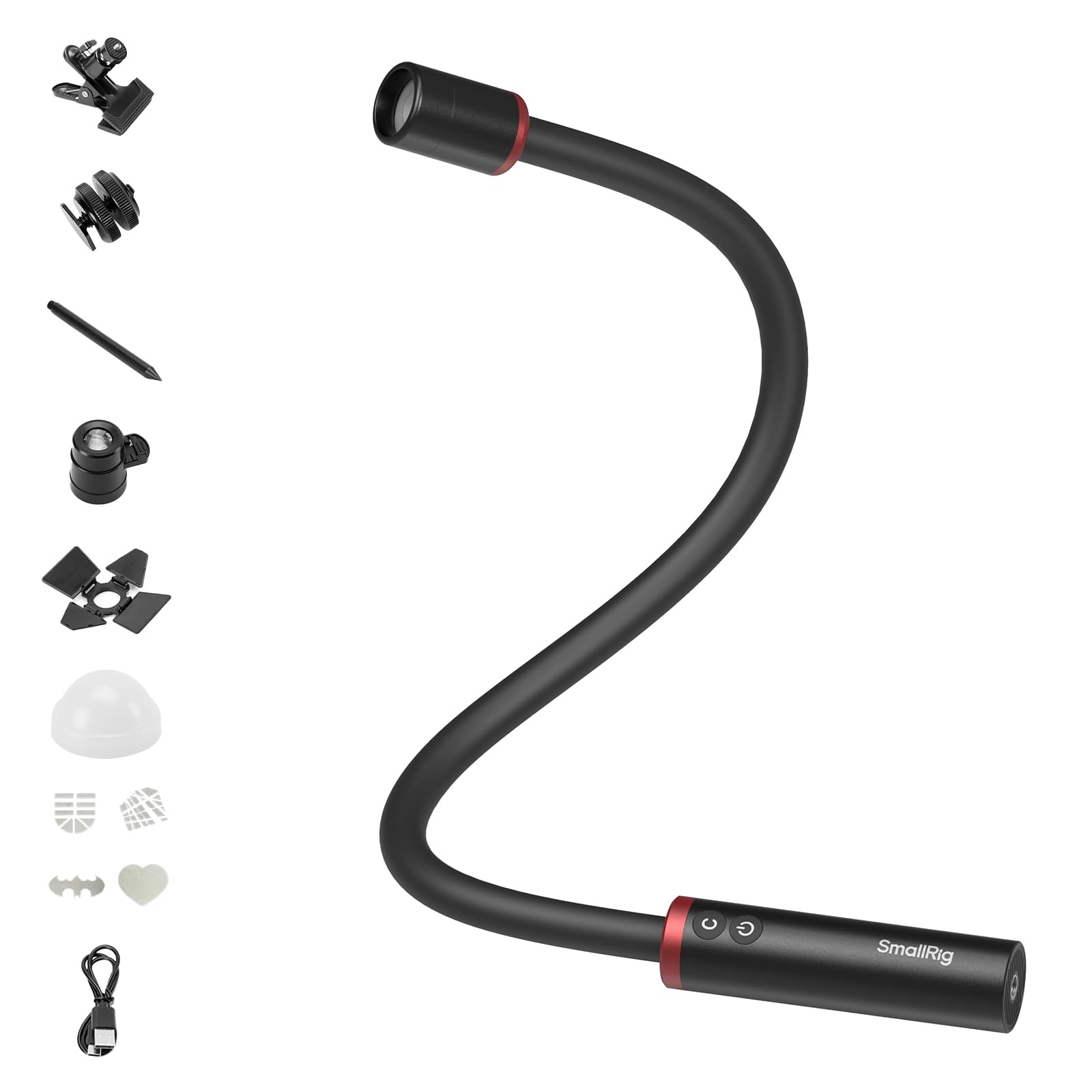 SmallRig RM 03 LEDライト アームライト マクロ撮影用 ビーム角調整可能 5色 CRI 95 TLCI 92 カメラライト コールドシューアダプター/クランプ/ディフューザーバーンドア付き 写真撮影用照明アーム IP54防水 キノコ・フィギ