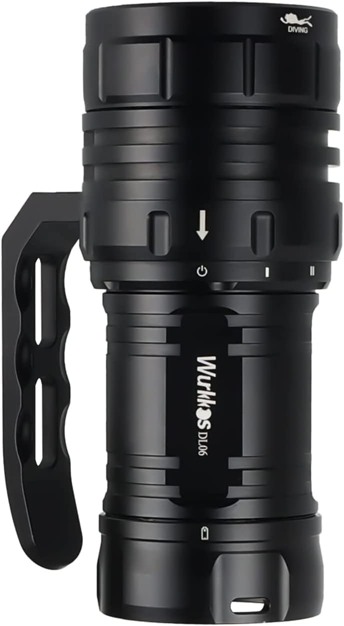 Wurkkos DL06 ダイビングライト15000ルーメン超高輝度 Led 懐中電灯, XHP50.2 LED×6, IPX8防水, 100m 水中ライト,Type-C充電式水肺潜水灯,100°ビーム角度潜水ライト釣り キャンプ魚突き登山-6000K|SelectSHOP 岐阜 店