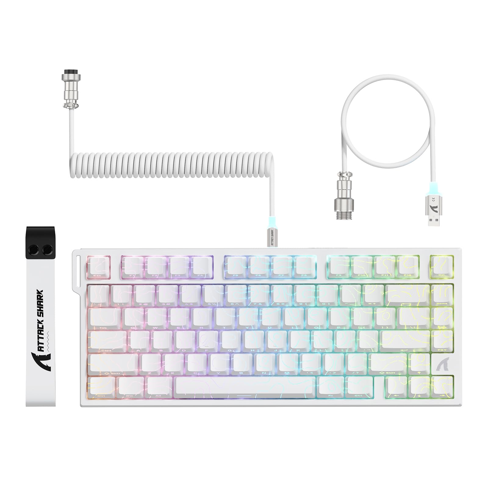 ATTACK SHARK R82HE ゲーミングキーボード ラピッドトリガーメカニカル有線75% コンパクトRT0.005mm 8000hz RGB バックライトUSB 磁気スイッチキーボード 80キー 0.08msディレイ ダブル PBTキーキャップ デ
