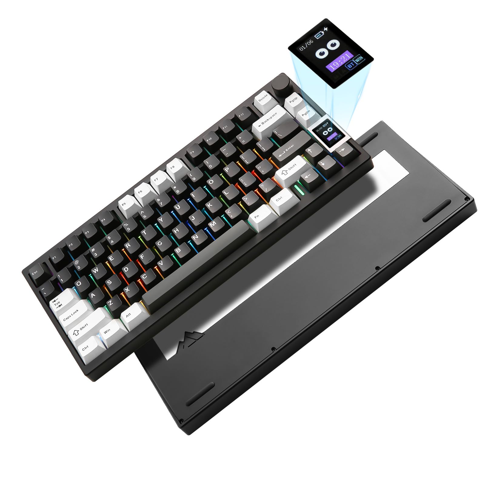 YUNZII AL80 メカニカルキーボード ワイヤレス ゲーミングキーボード 75%レイアウト bluetooth/2.4G/有線 三つモード フルアルミCNC LCDスクリーン ホットスワップ対応 ガスケットマウント ノブ付き QMK/VIA Win/|SelectSHOP 岐阜 店
