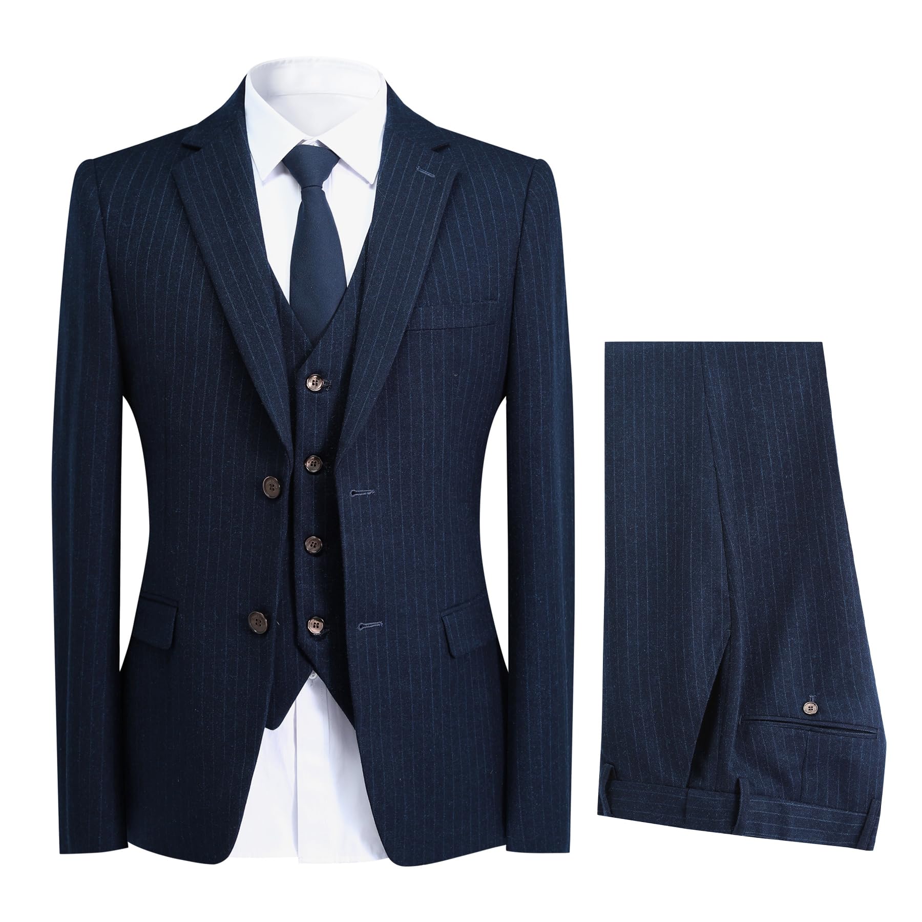 [YFFUSHI] スーツ メンズ ビジネス スリーピース 大きいサイズ S-6XL 大きいサイズ 結婚式 面接 就職 喪服 礼服 ストライプ ブルー ブラック｜SelectSHOP 岐阜 店
