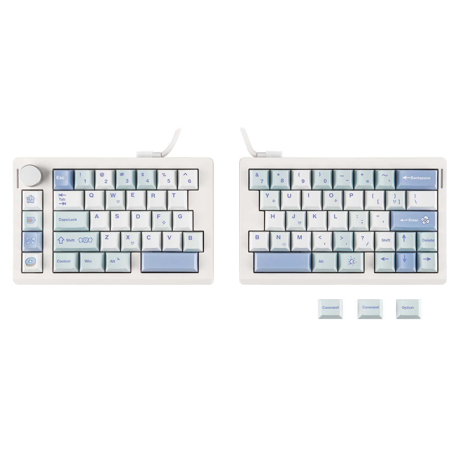 EPOMAKER Split70 ワイヤレスゲーミングキーボード 分割キーボード QMK/VIA対応 テンキーレス 70% メカニカルキーボード 無線 ホットスワップ対応 クリーミーリニアスイッチ 2.4Ghz/Bluetooth/Type-C ノブ付き