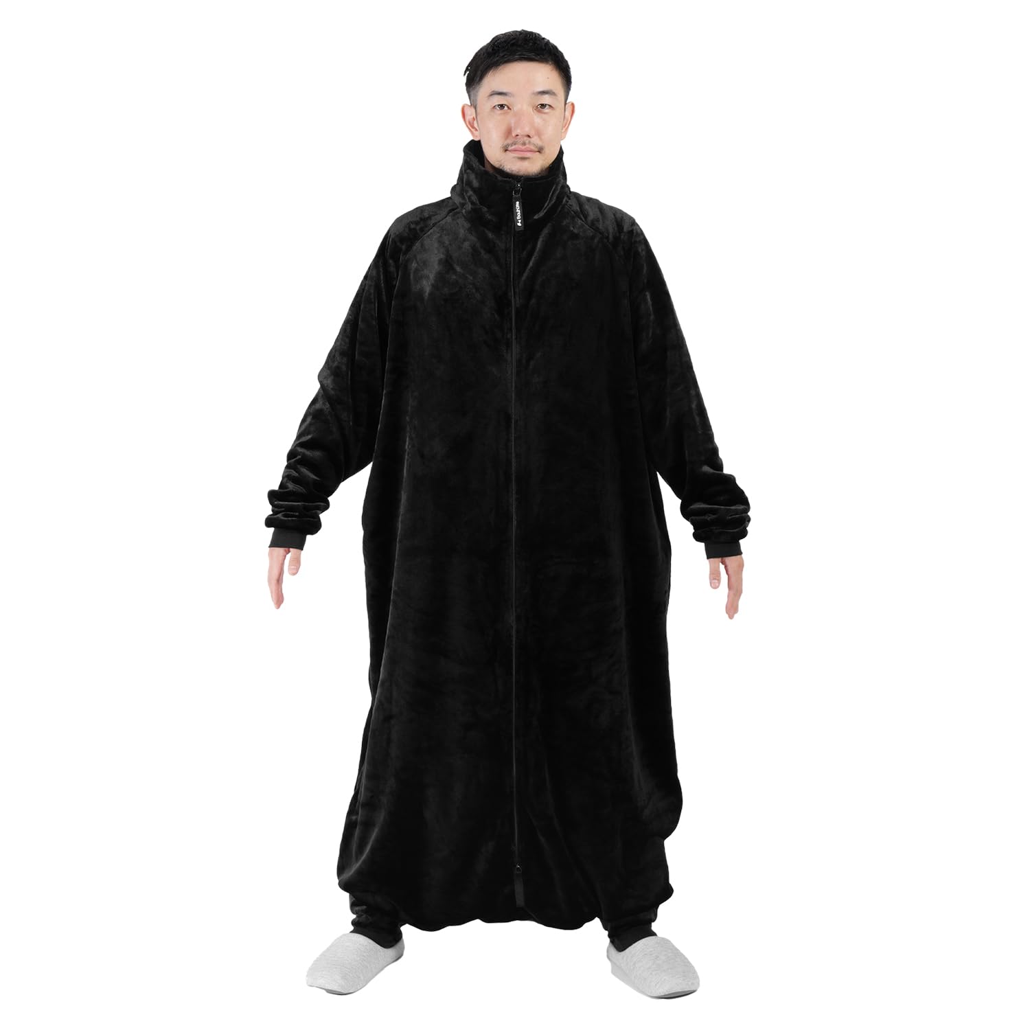 Bauhutte(バウヒュッテ) はだけない着る毛布 ブラック Lサイズ HFD-HB25-L-BK 『ダラダラごろ寝でもはだけない、ぬくもりを逃さない』 2025モデル 冬用 部屋着 ルームウェア メンズ レディース