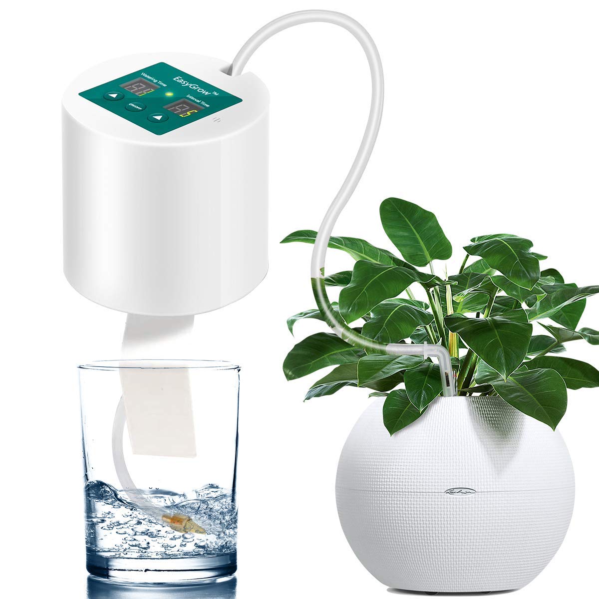 Susire 自動水やり器 電池式 ポンプ 散水タイマーセット diy ドリップ散水システム 自動給水器 植物 鉢植え 留守 バケツ 1週間 2週間 ベランダ 10鉢対応可能