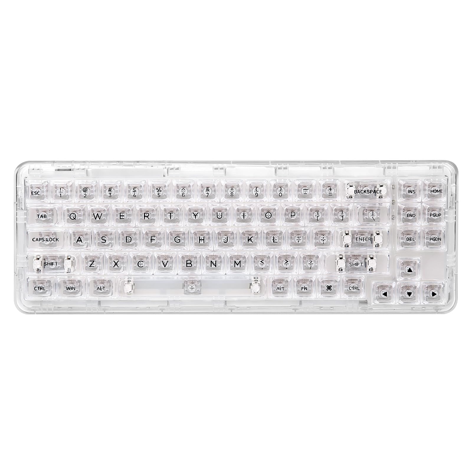 YUNZII X71 メカニカルゲーミングキーボード 透明キーキャップ 71キー 68%配列 ワイヤレス ホットスワップ対応 BT5.0/2.4G/USB-C ガスケット搭載 RGB 無線 Windows/Mac用 技適認証取得（クリスタルアイス軸、ホワイ