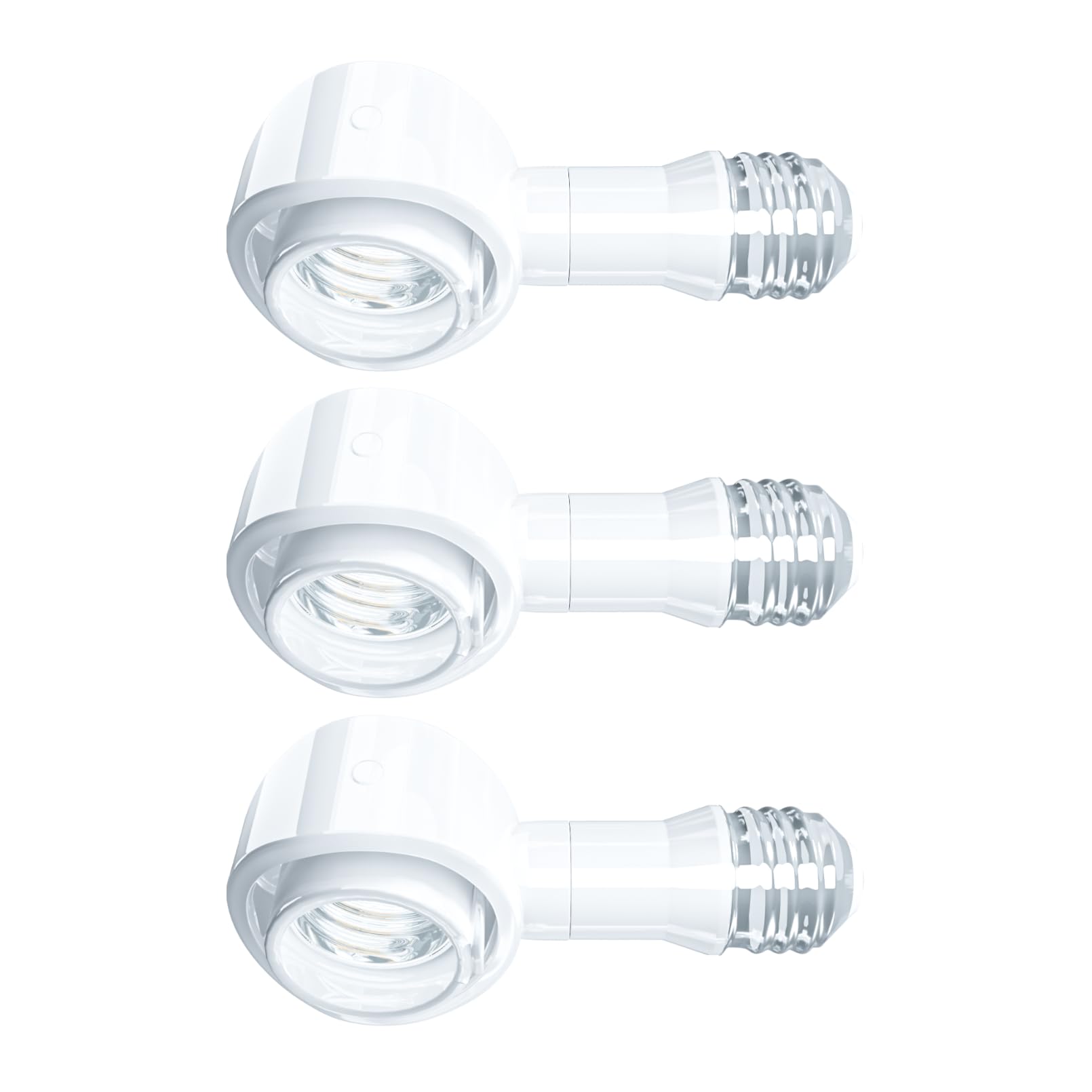 Pispoer LED電球専用 E26変換ソケット E26→E26 角度調整対応 15°首振り 320°回転 普通灯具対応 屋内用 ホワイト 3個