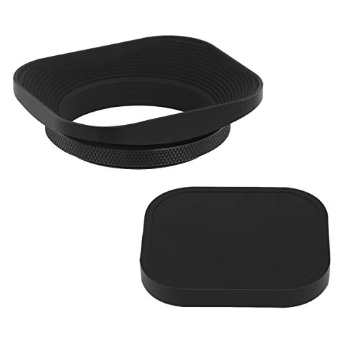 Haoge LH-E2T 49mm スクエアメタル ねじ込み式レンズフード キャップ付き に適用Sony RX1 RX1R RX1RII カメラ Sony E 20mm f2.8 28mm f2 30mm f3.5 35mm f1.8 50mm f1.8