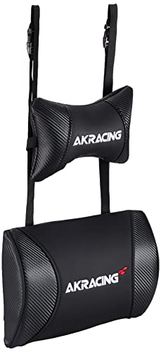 AKRacing クッションセット 交換用ヘッドレスト+ランバーサポートセット PUレザー カーボンブラック