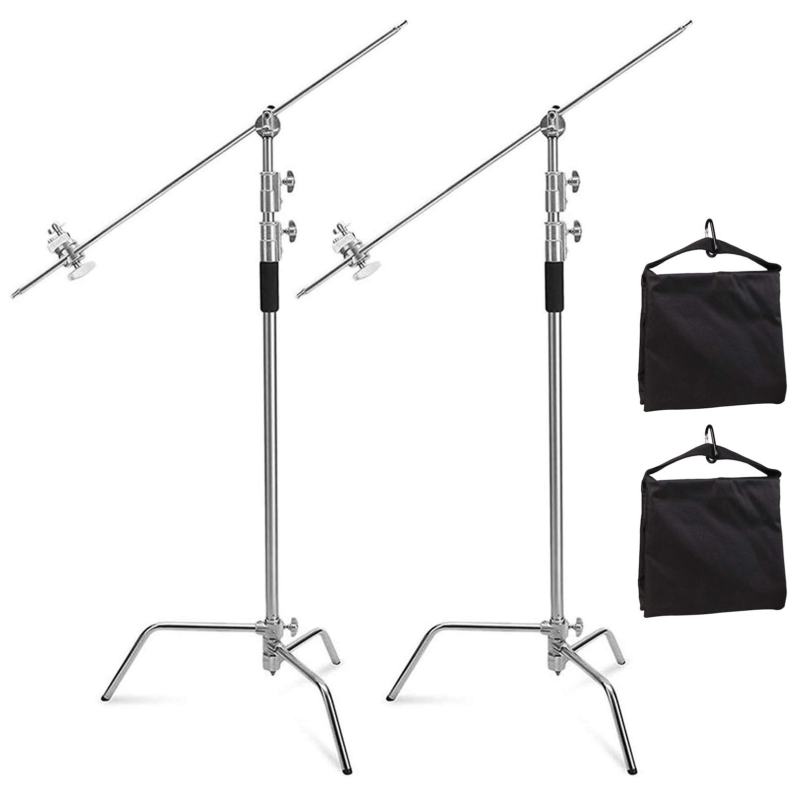 Selens Cスタンド センチュリースタンド 10ft / 300cm調節可能 ブームアーム長さ4.2ft / 128cm グリップヘッド2つ付き 積載能力22lbs ヘビーデューティライトスタンド 撮影スタジオ モノライト スピードライト ソフトボック