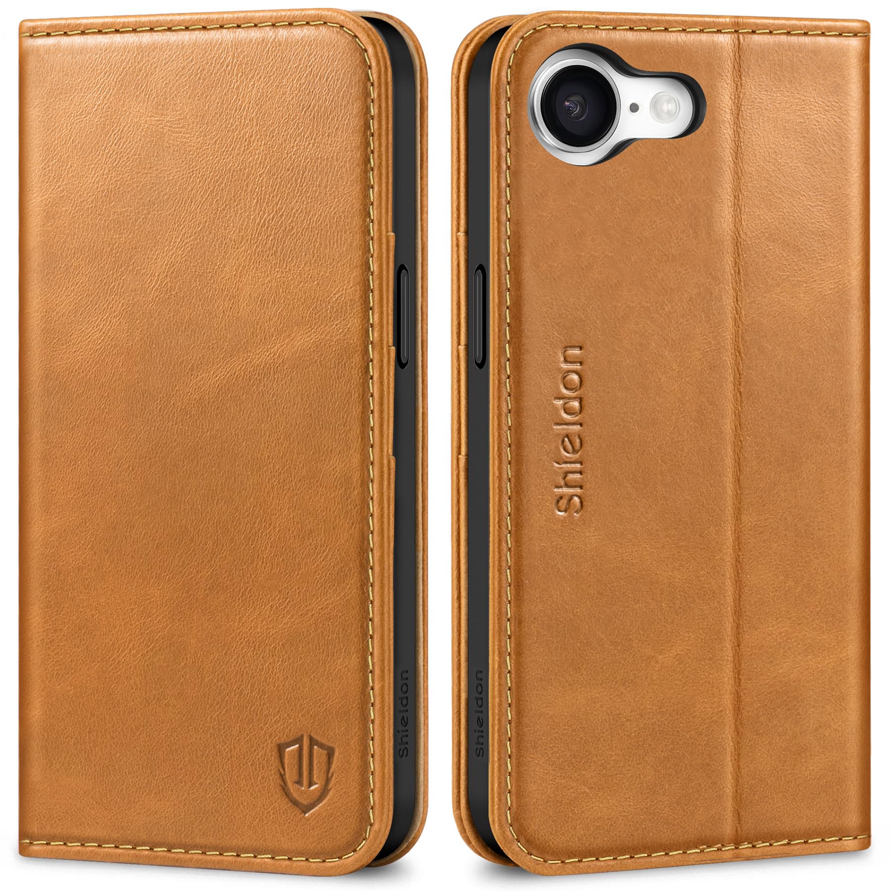 SHIELDON iPhone 16e対応ケース 本革 手帳型 アイホン16e用 スマホカバー 衝撃吸収 TPU素材 カード収納 横置きスタンド機能 マグネット内蔵 [RFIDブロッキング] 全面保護 あいふぉん16e 対応スマホケース 2025年発売 6