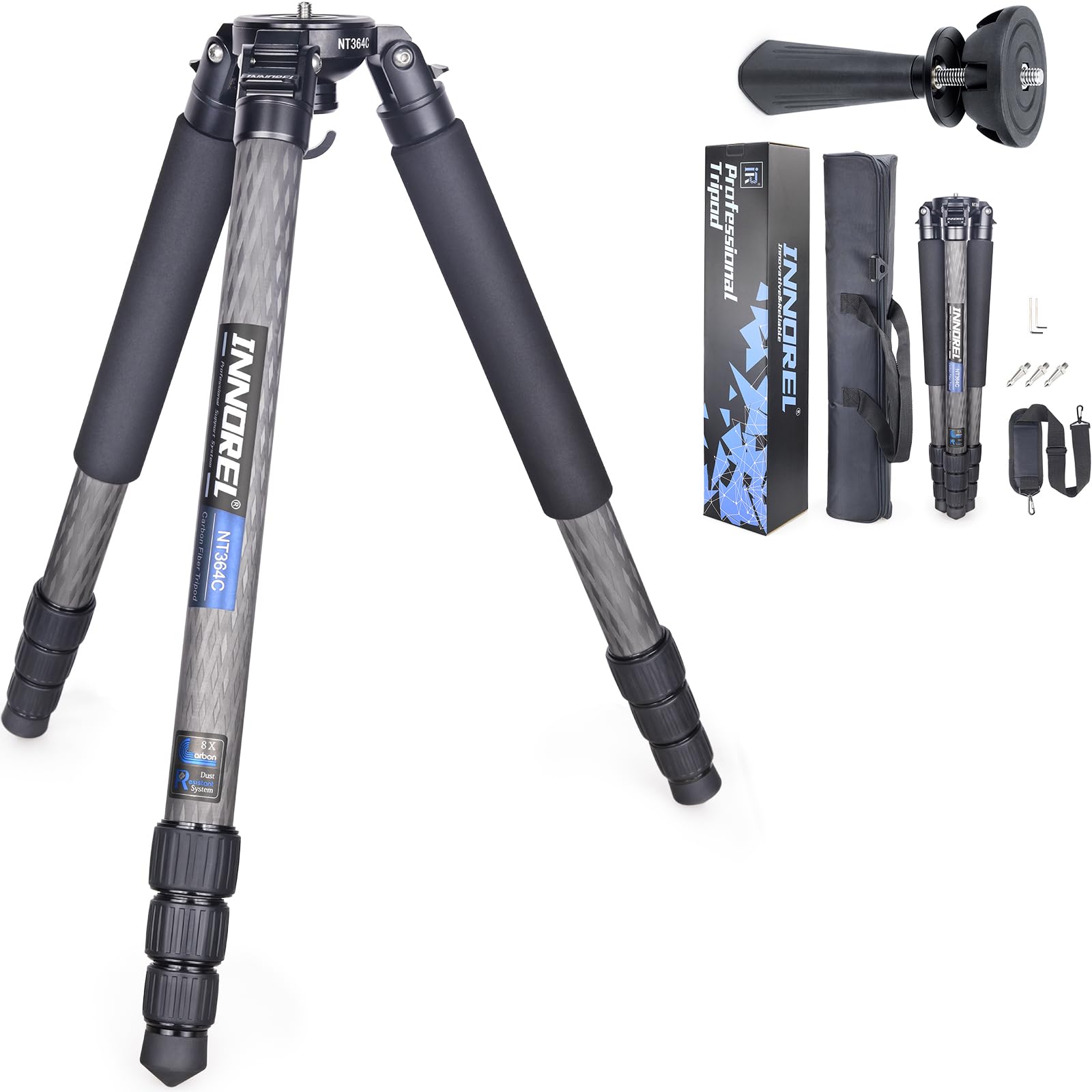 INNOREL カーボン 三脚 カメラ ナットロック式 耐荷重 25KG 四段 伸縮 13.5-160CM 360° パノラマ 管径 36/32/28/25MM ボウルアダプター ビデオ デジタルカメラ 一眼レフ デジカメ DSLR ミラーレス プロ 運動|SelectSHOP 岐阜 店