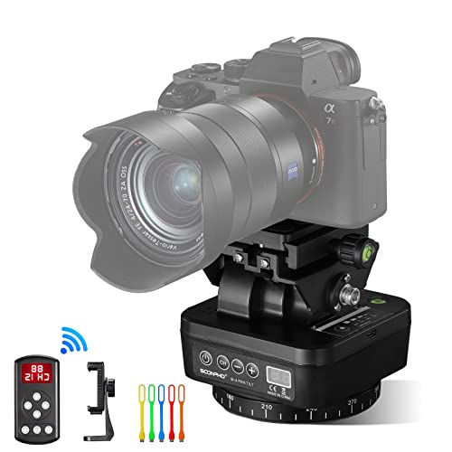 SOONPHO M4 電動雲台 自動電動雲台 パノラマ三脚ヘッド 360°回転 リモコン 制御回転 1kg耐荷重 スマホホルダー付き DSLRカメラ/ミラーレス/デジタル一眼レフカメラ/ビデオカメラ/スマートフォン 日本語説明書付き 適格請求書発行可