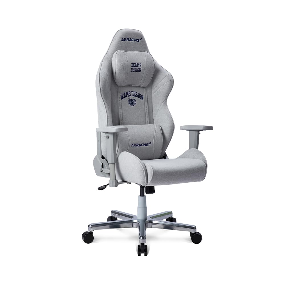 AKRacing ゲーミングチェア デスクチェア グレー 灰 AKRacing by BEAMS DESIGNモデル 国産スエット生地 180度リクライニング 在宅 リモート