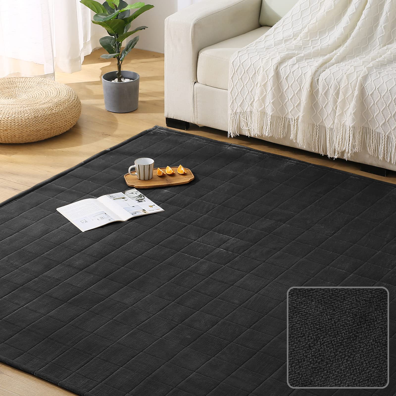 【色: ブラック】SOMANT ラグ カーペット 夏用ラグマット 絨毯 滑り止め 81RNJCcWUEL._UF350,350_QL50_.jpg
