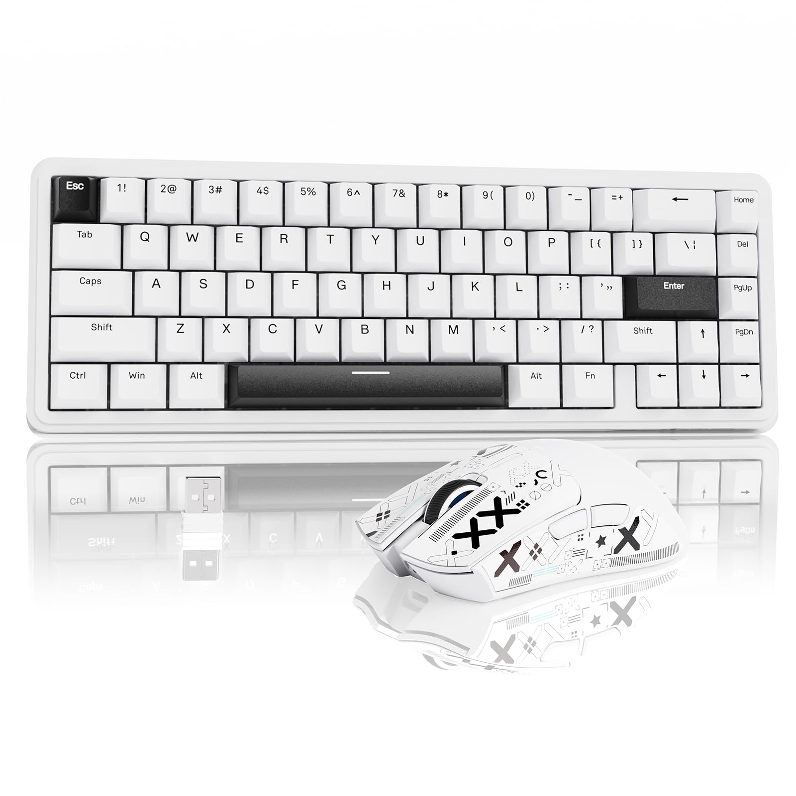 ATTACK SHARK ラピットトリガーゲーミングキーボードマウスセット X65HE 磁気スイッチ 0.01mm 8Kkz ポーリングレート R1 ワイヤレスマウス ゲーミングマウス 軽量 2.4ghz/Bluetooth/USB-C (ホワイト)｜SelectSHOP 岐阜 店 8,960円