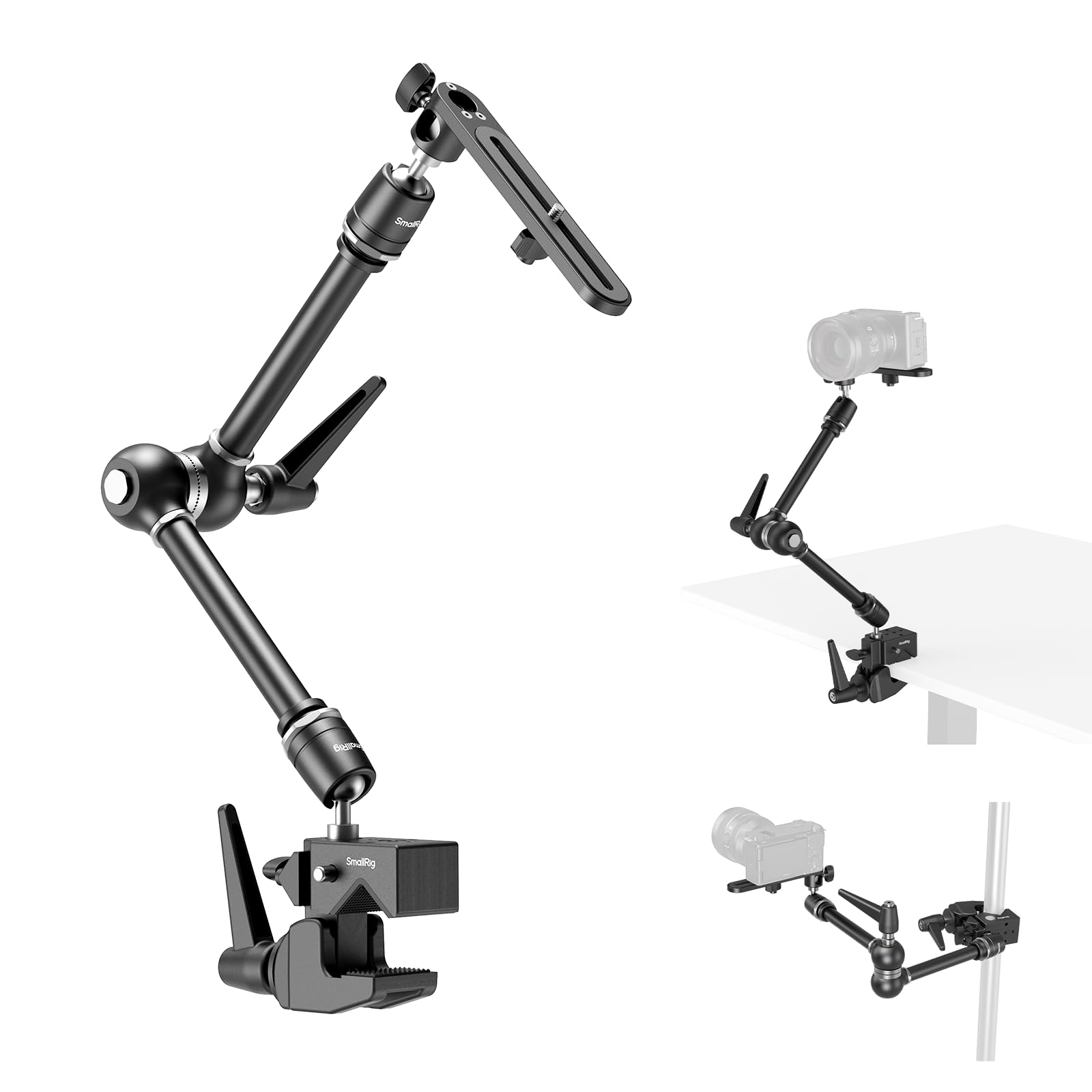 SmallRig フリクションマジックアームカメラマウント スーパークランプとカメラプラットフォーム付き スタジオスペースセーバー ライト カメラ用の高耐久マウント/ブラケット 4862