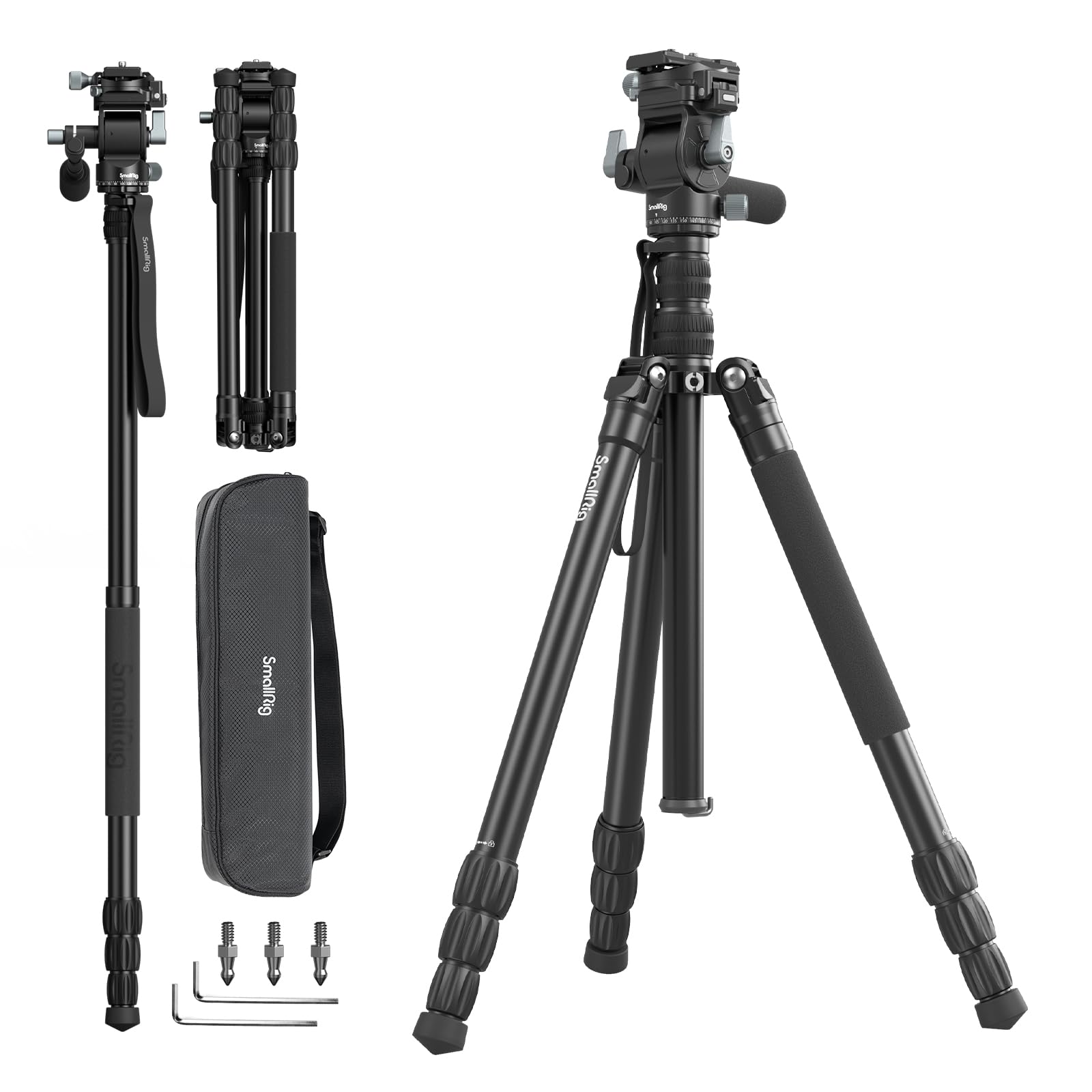 SmallRig ビデオ三脚キット CT195 FreeBlazer 73インチ ビデオ三脚 1/4”-20ネジ穴 垂直 水平撮影用 一脚変換 回転可能なQRプレート ビデオカメラ ミラーレス DSLR用 キャリーバッグ付き 最大荷重 5 kg 動画撮影 21,796円