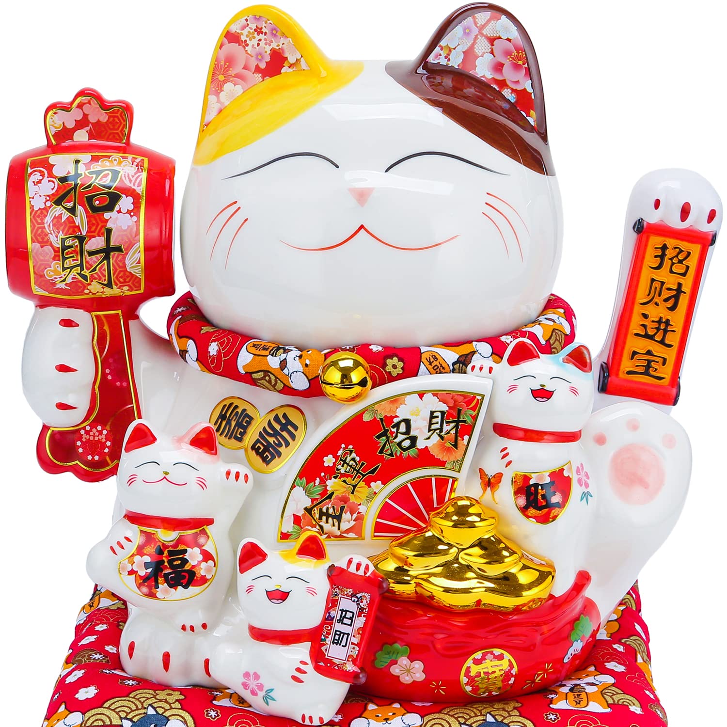 EnergyPower 電動招き猫 白磁製 大型プレミアムモデル 自動手招き 座布団付 電池/USB 磁器製 金運招財 まねき猫 手描き ハンドメイド ネコ ねこ 開店祝いや開業祝いに喜ばれます ラッキーアイテム 運気向上 金運アップ 商売繁盛 開運 招福 9,236円
