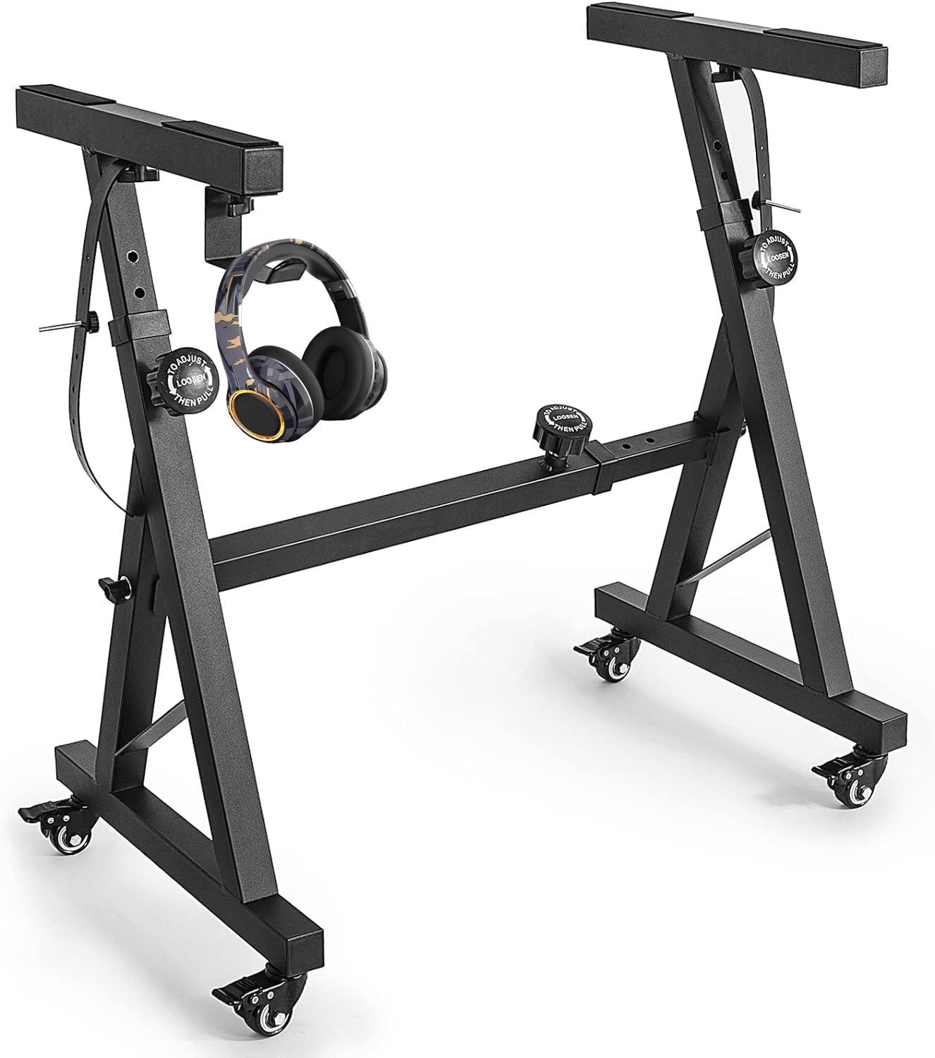 Rxakudedo キーボードスタンド z型 キーボード スタンド キャスター ター付き 調節可能 高さ62-92cm 長さ57-89cm 幅41cm