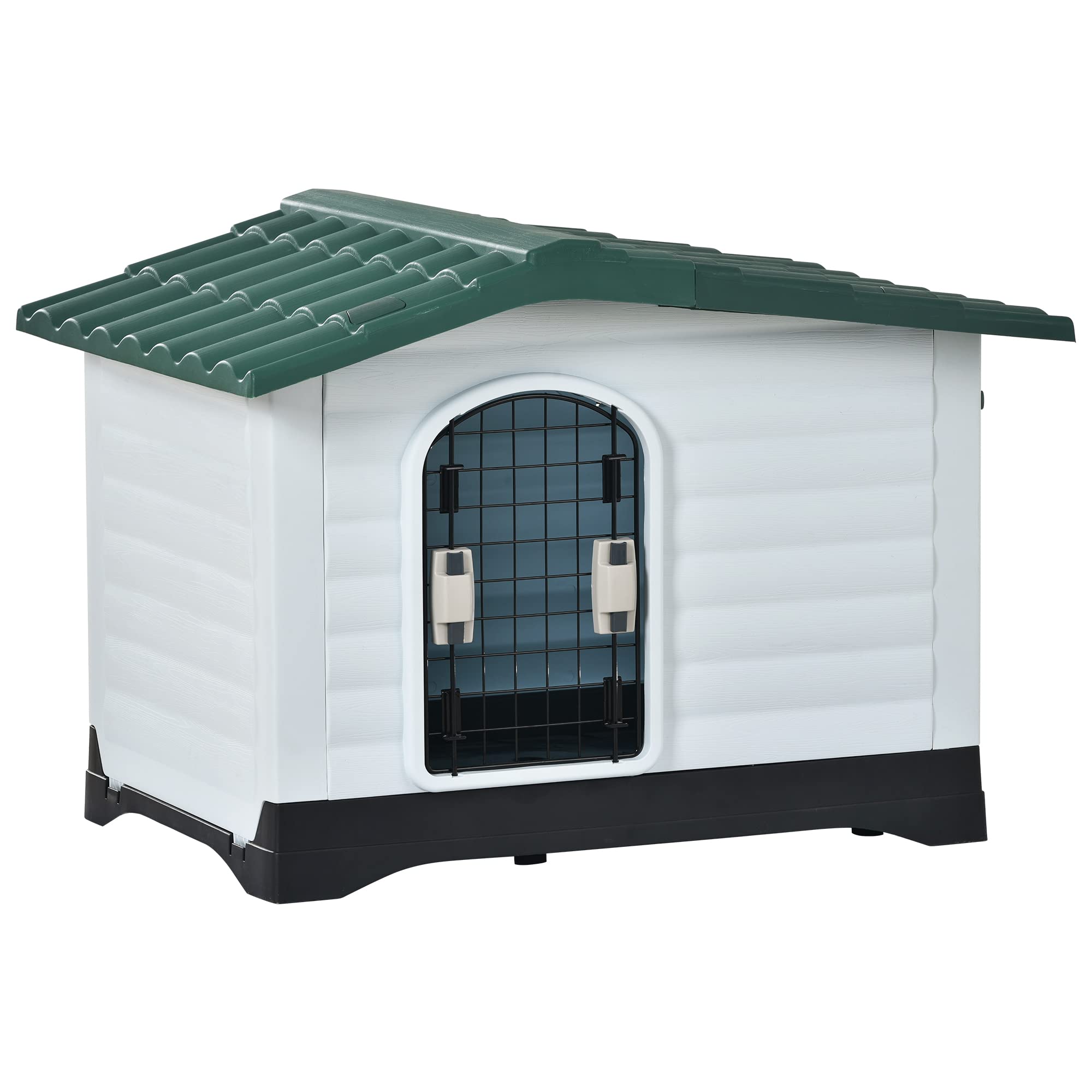 OSJ 犬 ケージ ペット 犬用ケージ 犬小屋 屋根付き ペットハウス ドア付き ペットケージ プラスチック製 小型犬 中型犬 室内 留守番 フェンス 屋内用 おしゃれ キャット用品 ドッグ用品 組み立て式