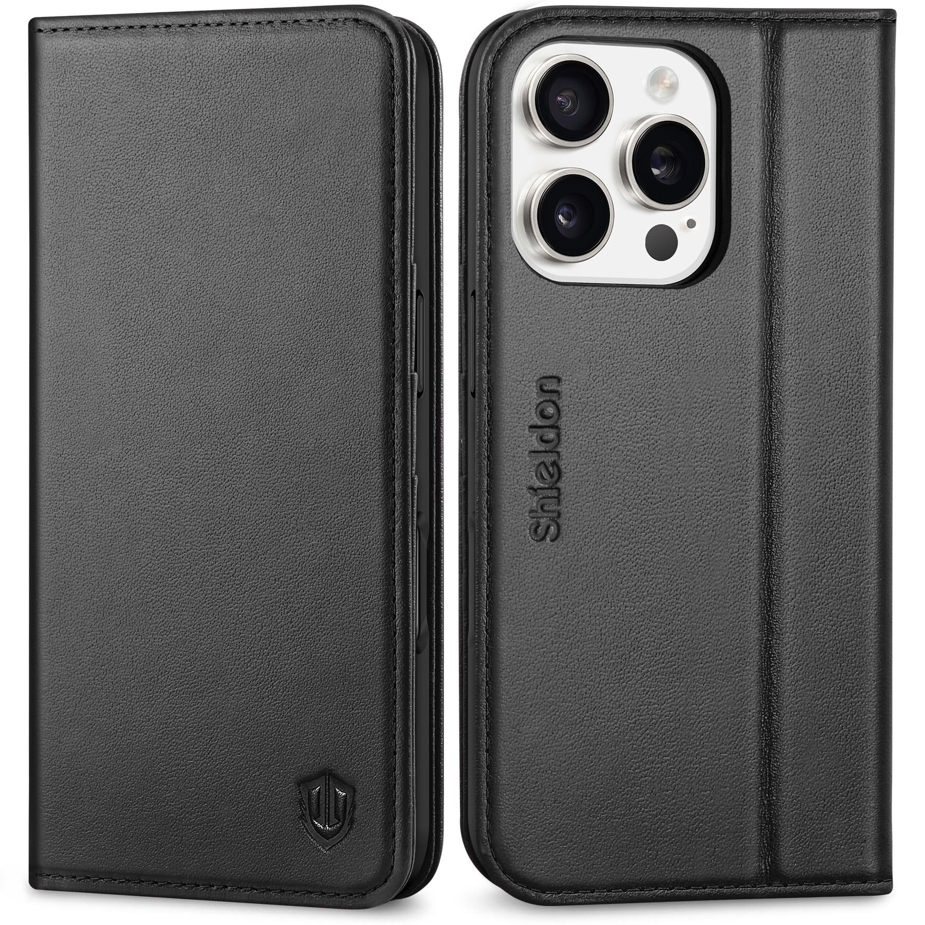 SHIELDON iPhone 16Pro 対応ケース 手帳型 本革 あいふぉん 16 プロ スマホカバー カード収納 横置きスタンド機能 マグネット内蔵 TPU素材 衝撃吸収 [RFIDブロッキング] 全面保護 アイホン 16 プロ 対応 スマホケース
