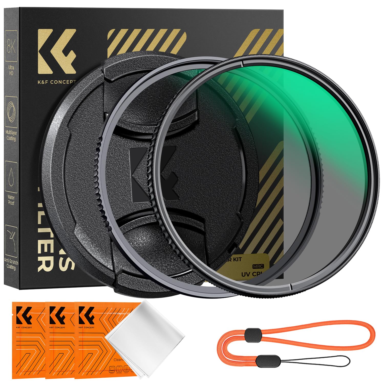 K&F CONCEPT 67mm フィルターセット レンズ保護フィルター + CPLフィルター + レンズキャップ + クリーニングクロス 28層コーティング 薄枠 レンズ保護用 反射除去 撥水防塵 円偏光 UVフィルター 望遠撮影に対応 （Nano-Xc