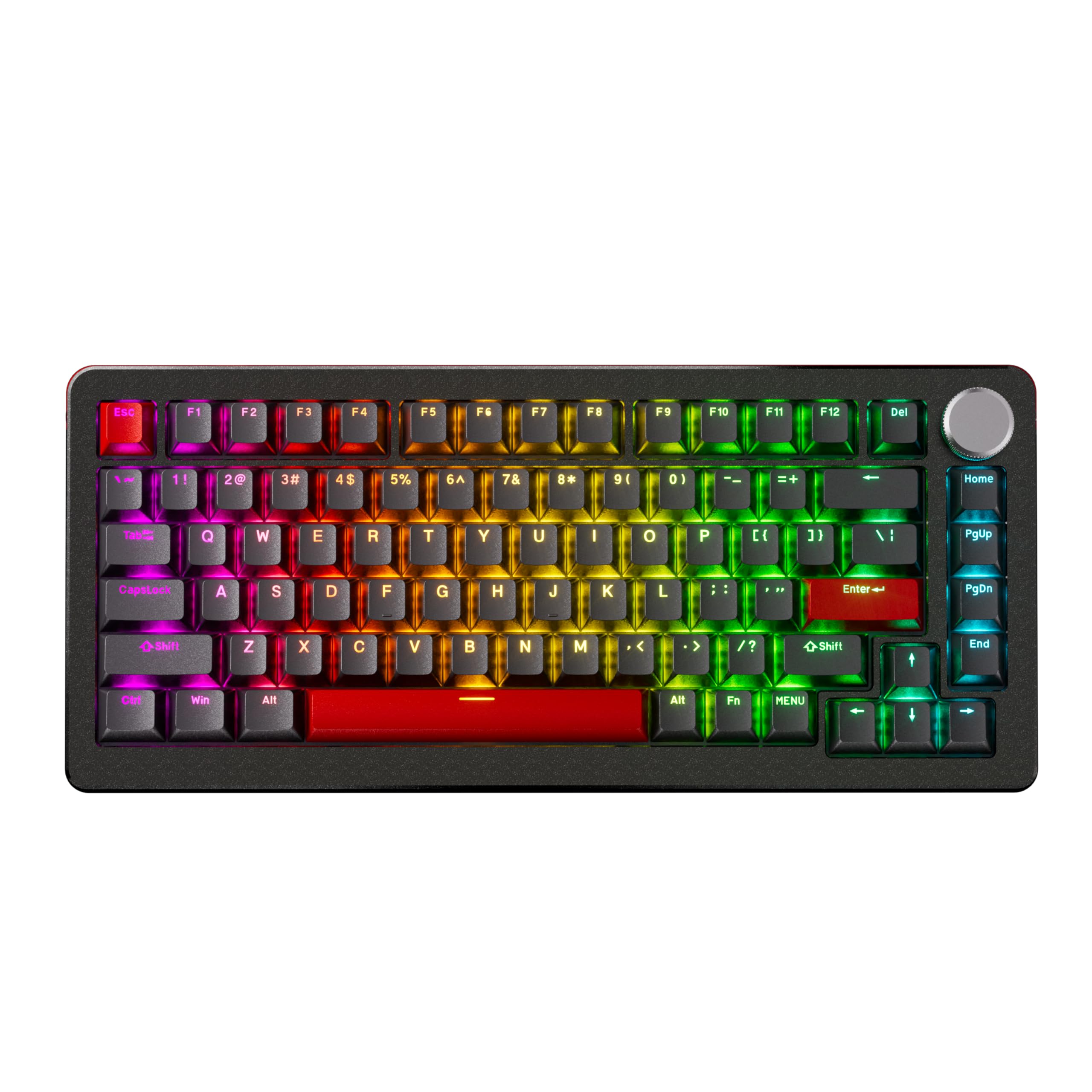 DrunkDeer A75 Pro 磁気スイッチキーボード ラピッドトリガー メカニカル ゲーミングキーボード 調節可能なアクチュエーションホールスイッチ PBT キーキャップ RGB コンパクト TKL 82キー USB有線 ノブ付き