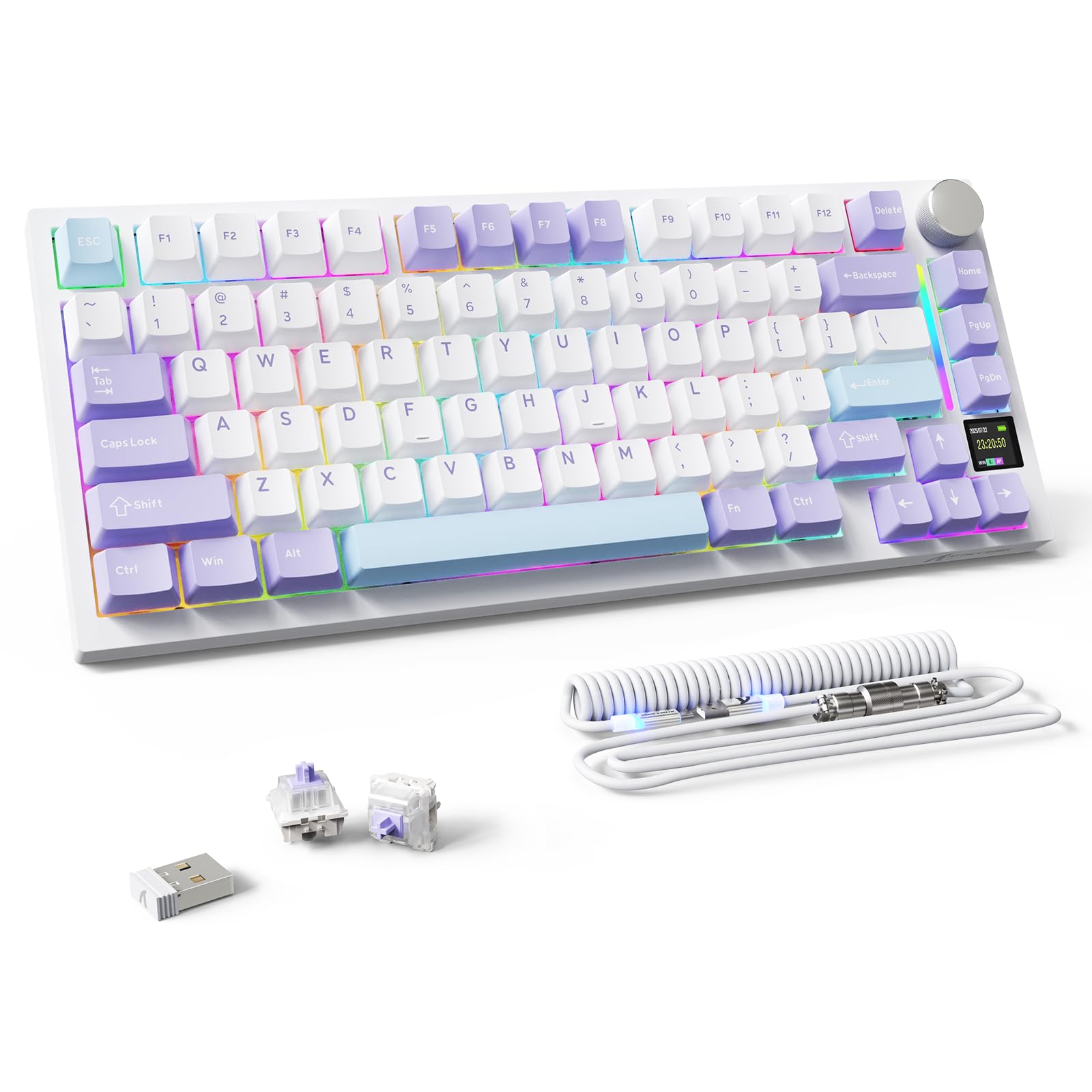 MAMBASNAKE×ATTACK SHARK X820ULTRA カスタムメカニカルキーボード+無料発光Type-Cケーブル ゲーミング 75％配列 無線/有線/Bluetooth 三模接続 ホットスワップ 軸交換可能 PBTキーキャップ RGBバックラ